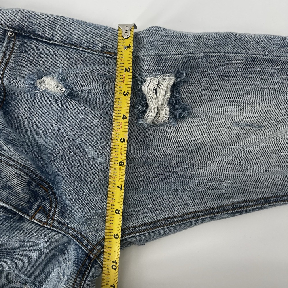 MNML Jeans Men's 28 Distressed Light Wash Ripped Denim Straight Button Fly - Picture 11 of 16